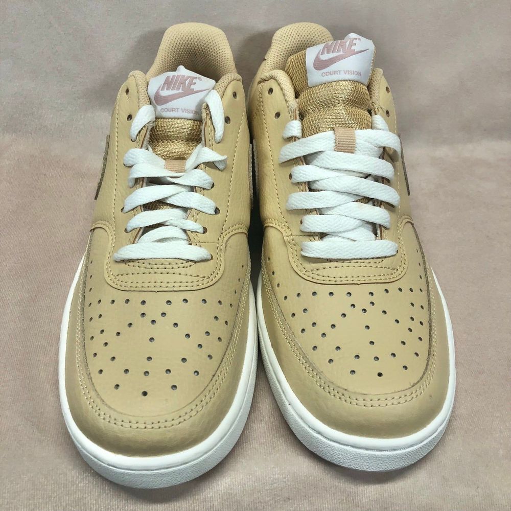 Nike Court Vision Low Women's Sesame Camo Swoosh Sneakers in White Size 9 - Picture 12 of 12